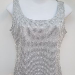 Authentic St. John silver beaded dress tank top